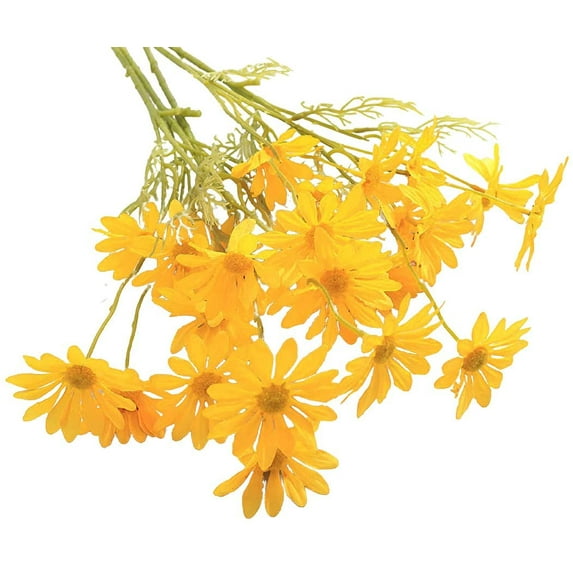 GRNSHTS 12Pcs Artificial Daisy Flowers 20" Outdoor UV Resistant Silk Flowers Fake Wildflowers Faux Greenery Shrubs Plants with Stems Arrangements for Home Garden Vase Decor (Yellow)