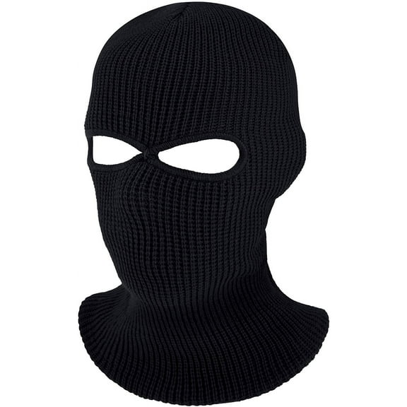 GRNSHTS 2-Hole Knitted Full Face Cover Ski Neck Gaiter, Winter Balaclava Warm Knit Beanie for Outdoor Sports (Black)