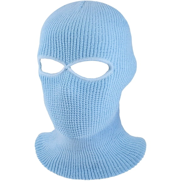 GRNSHTS 2-Hole Knitted Full Face Cover Ski Neck Gaiter, Winter Balaclava Warm Knit Beanie for Outdoor Sports (Blue)