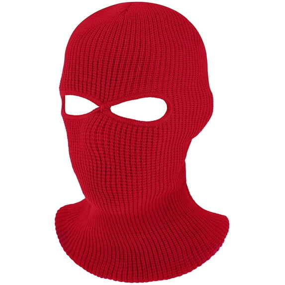 GRNSHTS 2-Hole Knitted Full Face Cover Ski Neck Gaiter, Winter Balaclava Warm Knit Beanie for Outdoor Sports (Red)
