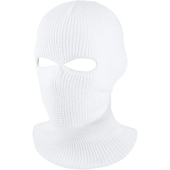 GRNSHTS 2-Hole Knitted Full Face Cover Ski Neck Gaiter, Winter Balaclava Warm Knit Beanie for Outdoor Sports (White)