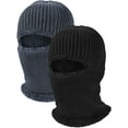 thumbnail image 1 of GRNSHTS 2 Pack Unisex Winter Warm Knitted Balaclava Neck Warmer Hat Fleece Lined Ski Mask Windproof Face Mask for Outdoor Sports (Black, Grey), 1 of 7