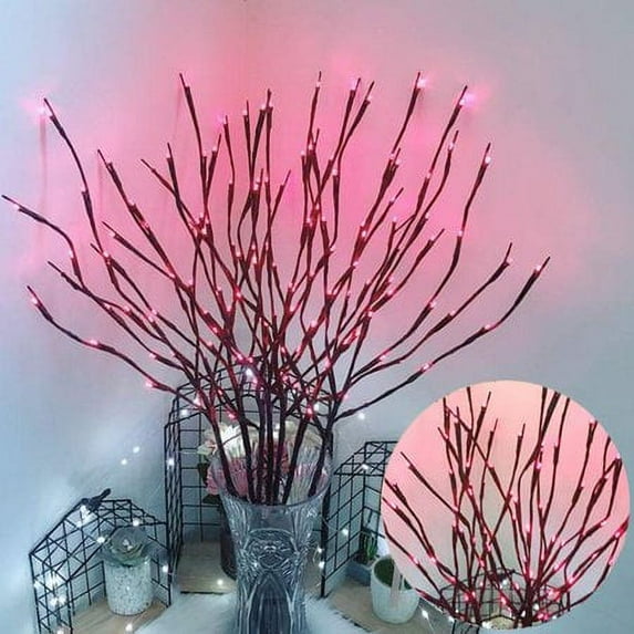 GRNSHTS 20LED Branch Twig Light Tree Light Flexible Branch Decoration Light for Indoor Home Shop Windows Vase Table Living Room, 7 Colors Available