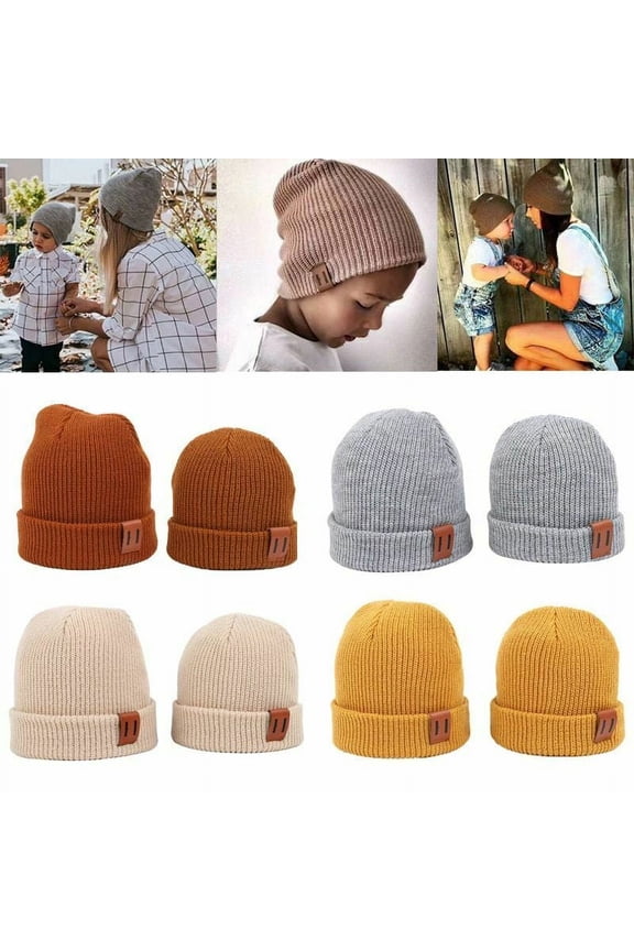 2PCS Family Matching Hat Winter Warmer Mother & Baby Knitted Beanie Hat