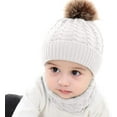 thumbnail image 1 of GRNSHTS 2PCS Toddler Baby Knit Hat Scarf Winter Warm Beanie Cap with Circle Loop Scarf Neck Warmer (White), 1 of 9