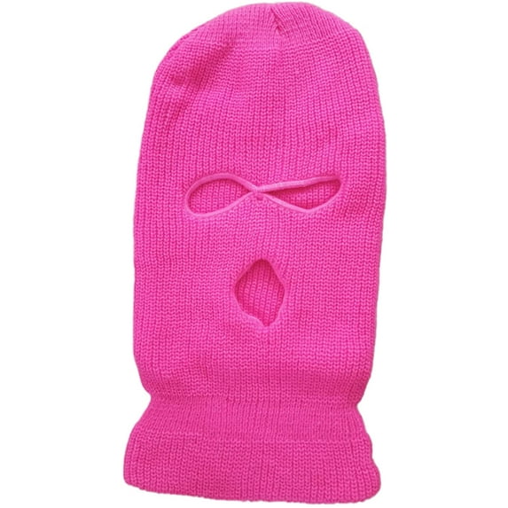 GRNSHTS 3-Hole Knit Full Face Cover Winter Warm Ski Mask Knitted Balaclava Hat Face Mask for Adult Outdoor Sports (Rose Red)