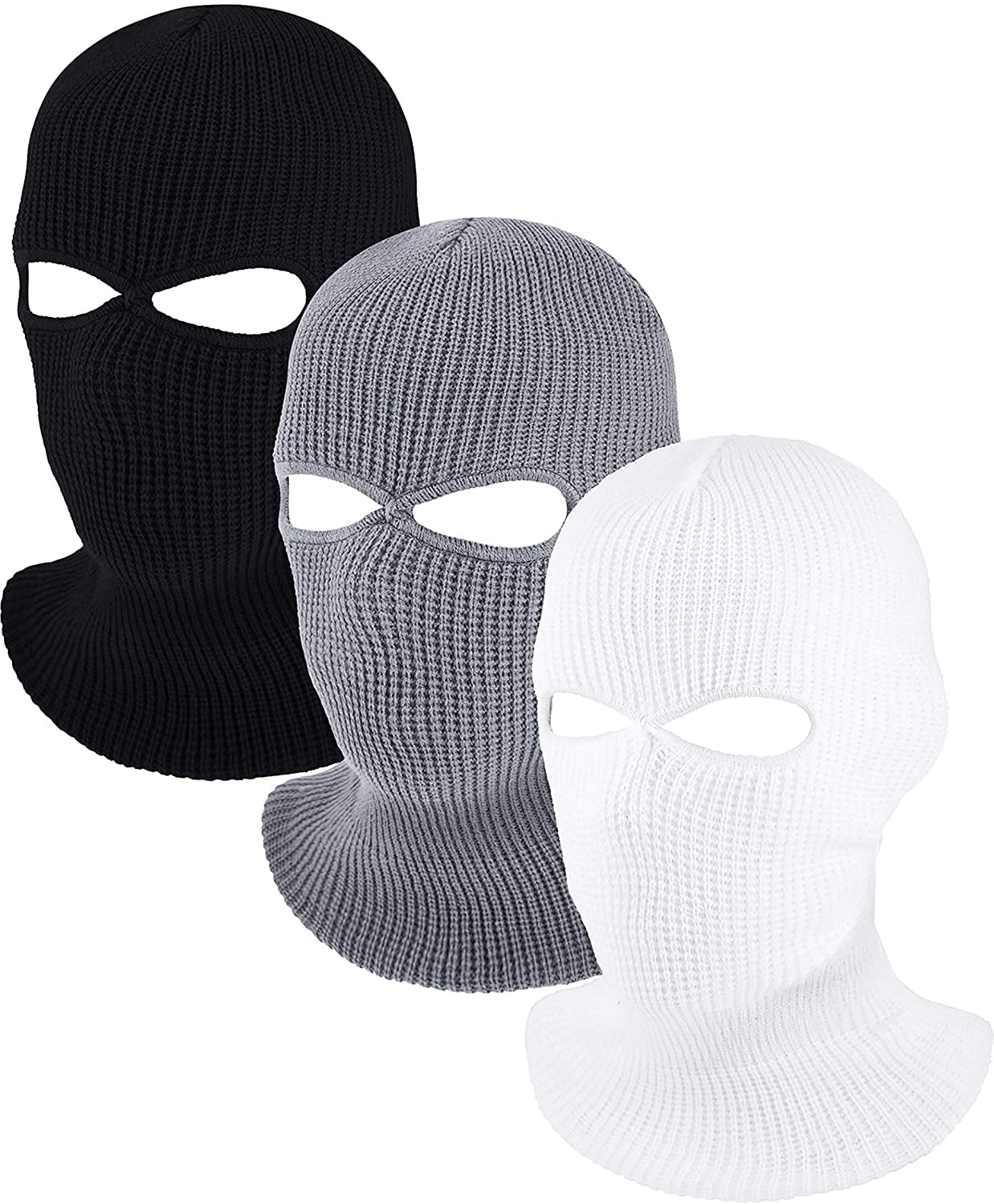 GRNSHTS 3 Pack Unisex Full Face Cover Knit Ski Mask Ultra-Thin