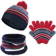 thumbnail image 1 of GRNSHTS 3PCS Kids Hat Scarf Gloves Set Toddler Boys Girls Winter Knit Beanies Neck Warmer with Fleece Lining (Red), 1 of 14