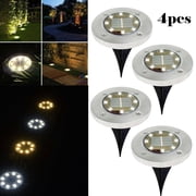 GRNSHTS 4Pack 8 LED Solar Power Buried Light Ground Lamp Outdoor Path Light Spot Lamp Yard Garden Lawn Landscape Decking Bulb White Light
