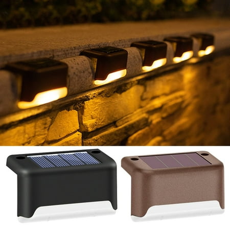 GRNSHTS 4Pcs Led Solar Deck Lights, Solar Led Step Lights for Patio Pool Stairs Step and Pathway, Weatherproof Auto On/Off Solar Powered Outdoor Lights