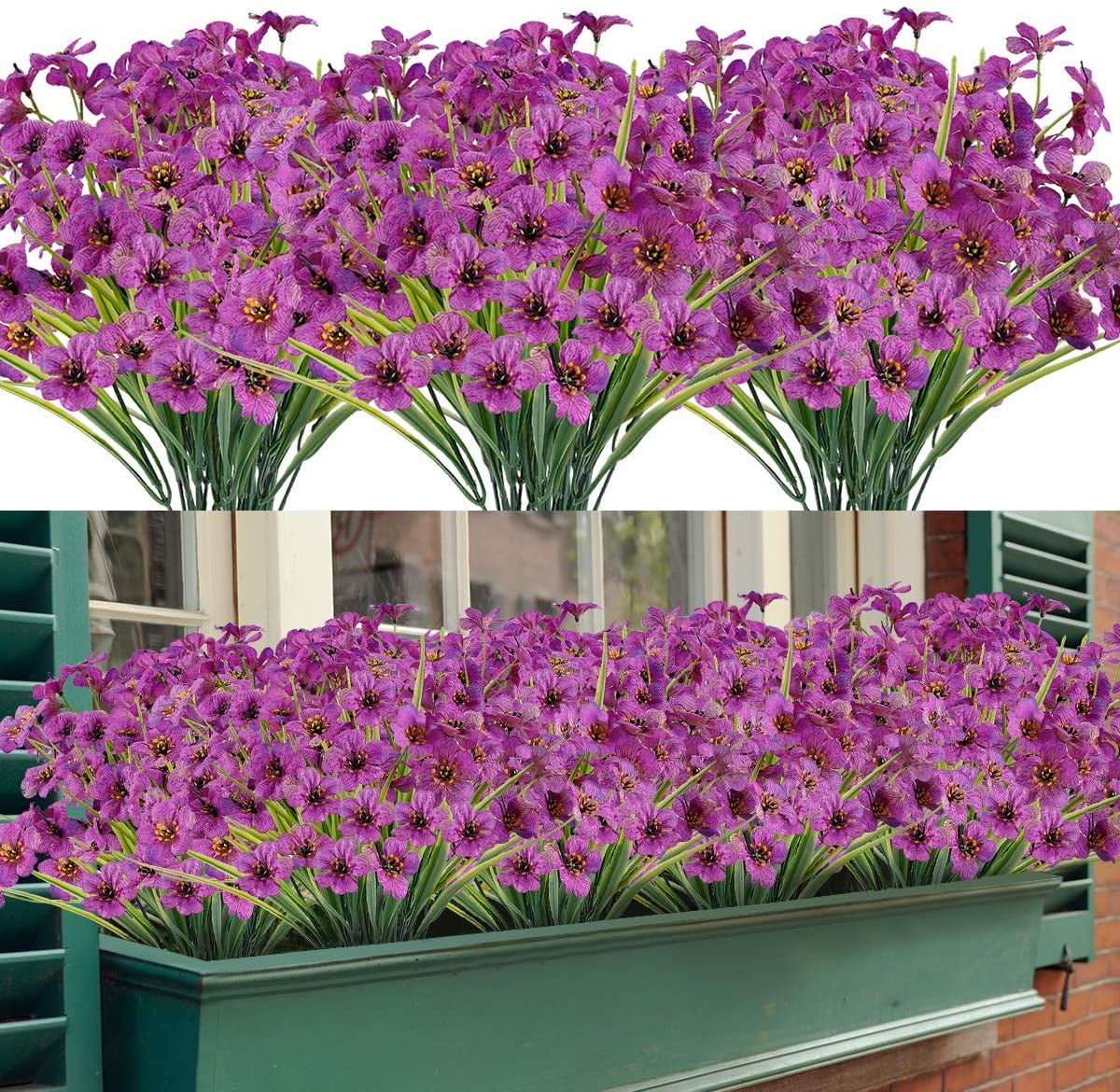 GRNSHTS 6 Bundles Artificial Flowers Outdoor UV Resistant Fake Flowers ...