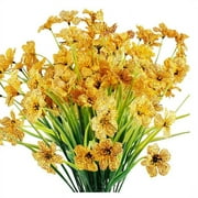 GRNSHTS 6 Bundles Artificial Flowers Outdoor UV Resistant Fake Flowers No Fade Faux Plastic Plants Garden Home Wedding Farmhouse Decor （Yellow）