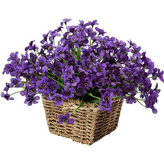 GRNSHTS 6 Bundles Artificial Flowers Outdoor UV Resistant Fake Flowers No Fade Faux Plastic Plants Garden Home Wedding Farmhouse Decor Deep purple