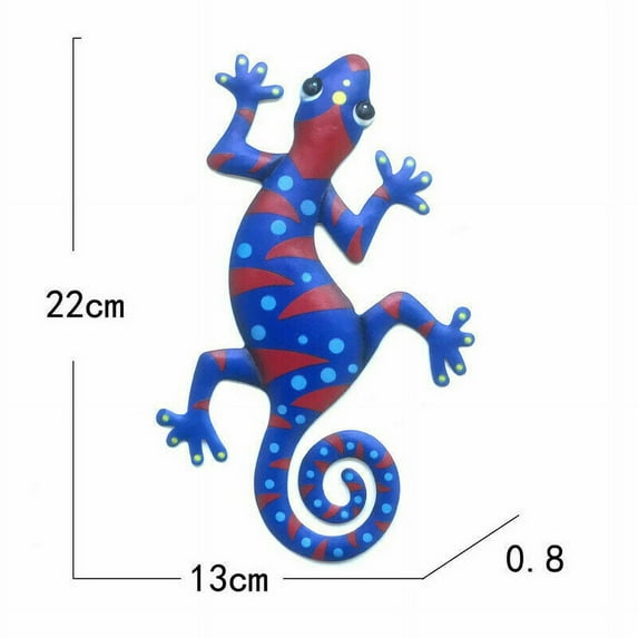GRNSHTS 6 Pack Metal Gecko Wall Art Decor Inspirational Sculpture Hang Indoor Outdoor for Home Bedroom Living Room Office Garden 9 Inch