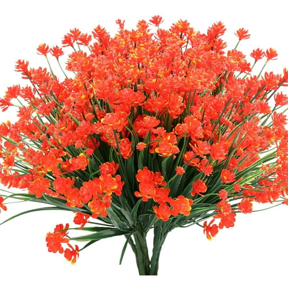 GRNSHTS 6PCS Artificial Flowers,Fake Greenery Faux Plastic Bushes Fake Shrubs UV Resistant No Fade Faux Plastic Plants for Wedding Hanging Bouquet Indoor Outdoor Home Garden Office Table Vase