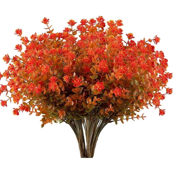 GRNSHTS 6PCS Artificial Flowers, Fake Artificial Greenery UV Resistant No Fade Faux Plastic Plants for Wedding Bridle Bouquet Indoor Outdoor Home Garden Kitchen Office Table Vase (Yellow)