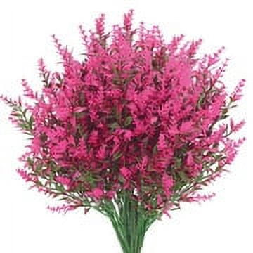 GRNSHTS 8 Bundles Artificial Lavender Flowers Outdoor UV Resistant Fake Flowers No Fade Faux Plastic Plants Garden Porch Window Box Decorating (Rose)