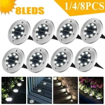 GRNSHTS 8 LED Solar Power Buried Light Ground Lamp Outdoor Path Light Spot Lamp Yard Garden Lawn Landscape Decking Bulb (4pcs White)