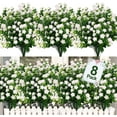 thumbnail image 1 of GRNSHTS Artificial Flowers Outdoor, 8 Bundles Faux Flowers Plants Outdoor UV Resistant Greenery Shrubs Plants Indoor Outside Hanging Planter Home Garden Decor  (White), 1 of 12