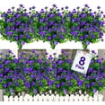 thumbnail image 1 of GRNSHTS Artificial Flowers Outdoor, 8 Bundles Faux Flowers Plants Outdoor UV Resistant Greenery Shrubs Plants Indoor Outside Hanging Planter Home Garden Decor  (Puple), 1 of 12