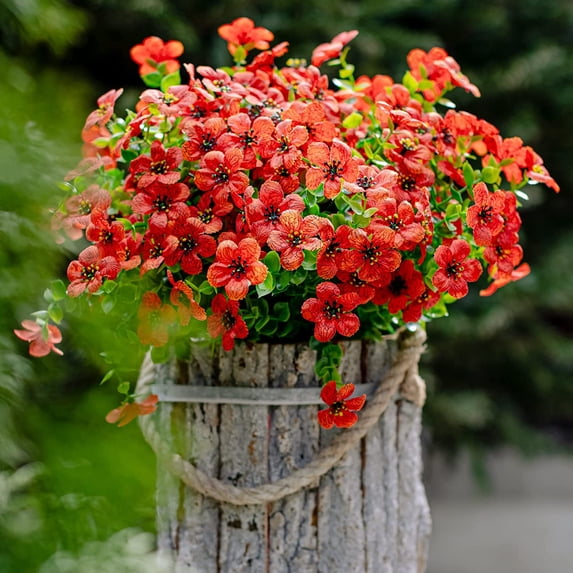 GRNSHTS Artificial Flowers for Outdoors Fake Plants - 8 Bundles Faux Outside Greenery Boxwood No Fade Plastic Shrubs Fall Decor Farmhouse Home Garden Christmas