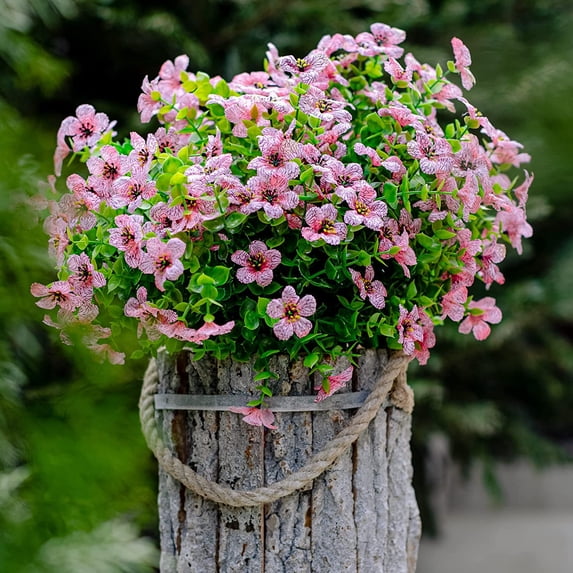 GRNSHTS Artificial Flowers for Outdoors Fake Plants - 8 Bundles Faux Outside Greenery Boxwood No Fade Plastic Shrubs Fall Decor Farmhouse Home Garden Christmas