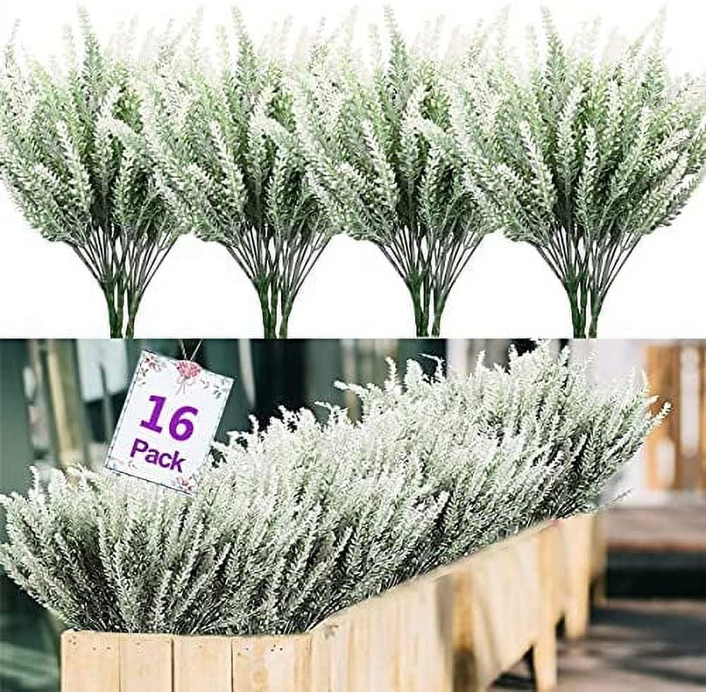 GRNSHTS Artificial Lavender Flowers 8pcs Fake Plants with Faux Plastic Wedding Bouquet for Home Party Wedding Balcony Garden Patio Outdoor Decoration (White,16pcs)