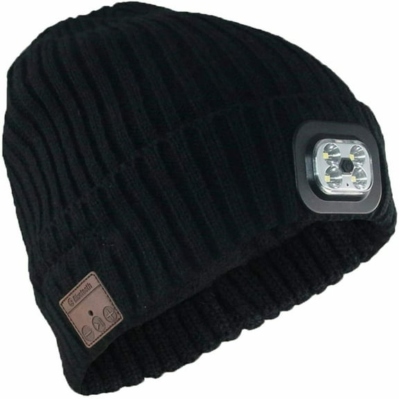 GRNSHTS Bluetooth 5.0 Beanie LED Hat , Musical Knitted Cap Wireless Headphone w/ Built-in Stereo Speakers & Mic, Men Women Winter Warm LED Hat, Ideal for Sport Running Skiing Hiking Cycling Camping