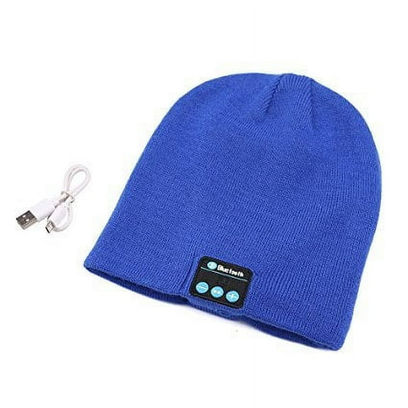 GRNSHTS Bluetooth Hat Beanie for Mens Gifts, Music Hat with Wireless Bluetooth V4.2 Winter Hat Built-in HD Stereo Speakers & Microphone with Rechargeable USB for Winter Outdoor Sports (Blue)