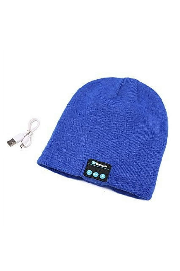 Bluetooth Hat Beanie for Mens Gifts, Music Hat with Wireless Bluetooth V4.2 Winter Hat Built-in HD Stereo Speakers & Microphone with Rechargeable USB for Winter Outdoor Sports (Blue)