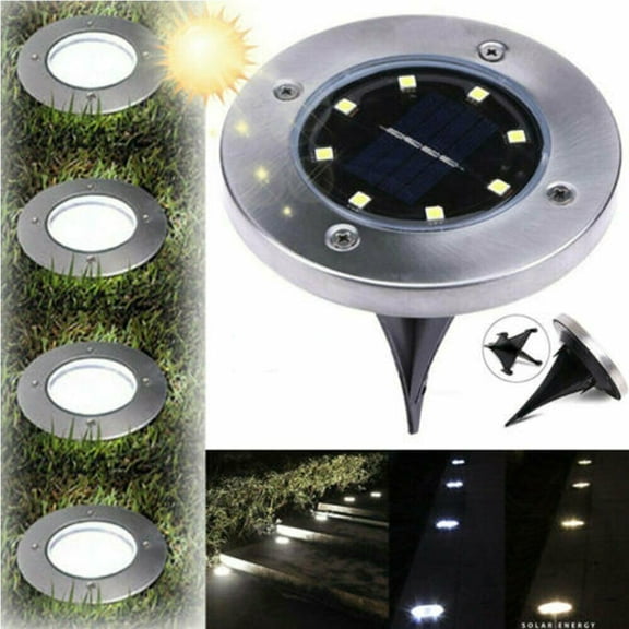 GRNSHTS Bright Solar Power Buried Light With 8LED Under Ground Lamp Outdoor PathWay Garden Xmas Holiday Decoration Gift (White Light)