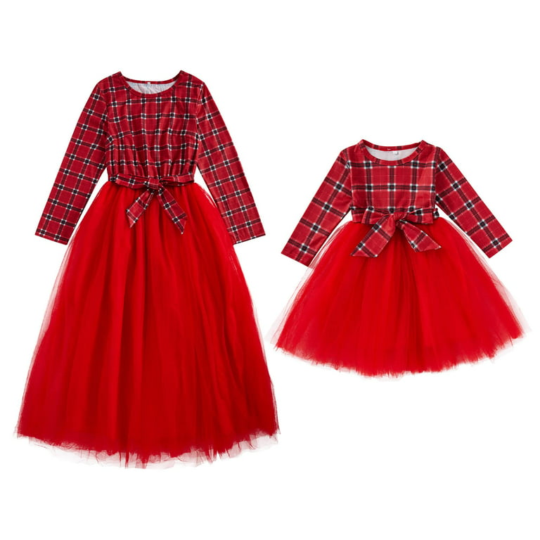 GRNSHTS Baby Boys Girls Matching Christmas Clothes Red Plaid Top T