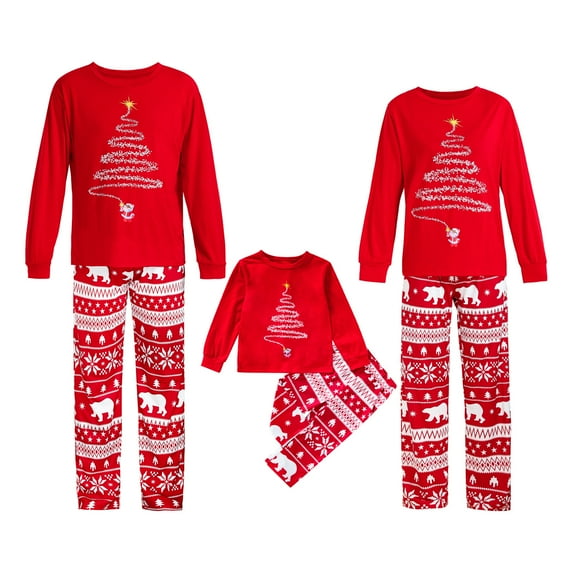 GRNSHTS Christmas Pajamas for Family Matching Family Christmas Pajamas Set PJS Holiday Xmas Family Jammies Sleepwear (Red ,Kid 3T)