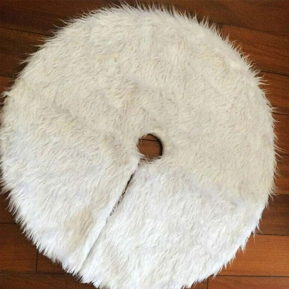 GRNSHTS Christmas Tree Skirt Large Snowy White Faux Fur Xmas Tree Skirt for Christmas Decorations Indoor Outdoor,31/35/48 inch