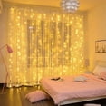 thumbnail image 1 of GRNSHTS Curtain String Lights 300 LEDs Window Curtain Fairy Lights Copper Wire Twinkle String Lights USB Remote Control 8 Modes Hanging Lights for Bedroom Indoor Home Wedding Decor (Yellow), 1 of 14