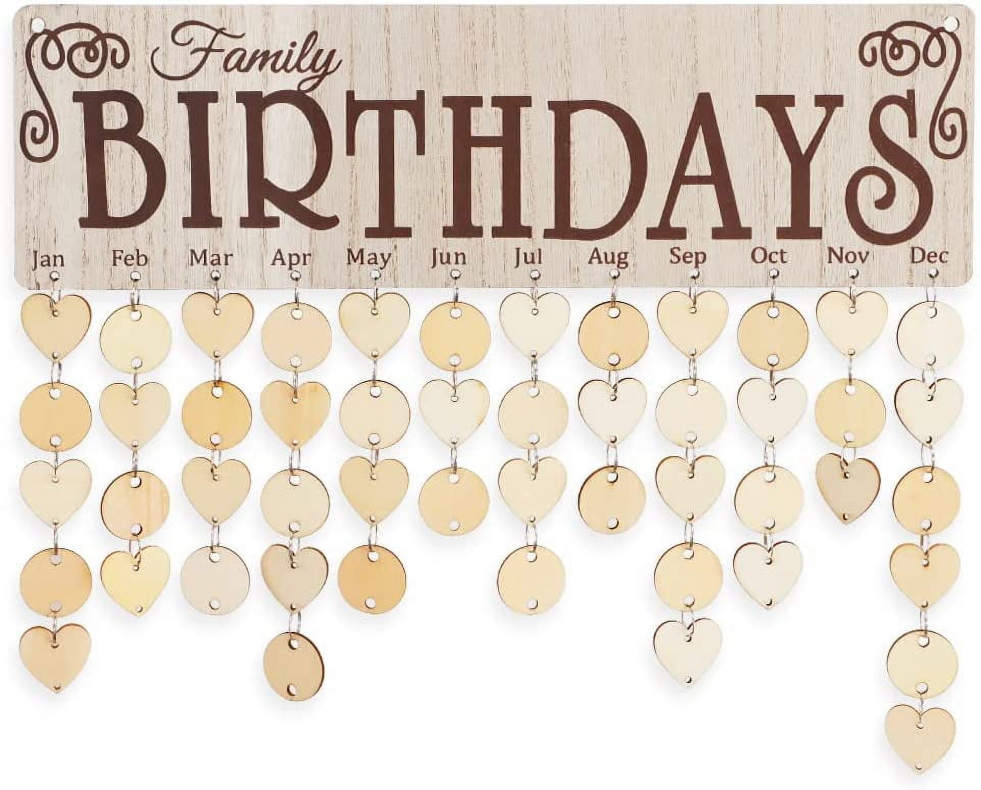 Family Birthday Reminder Calendar Board Wooden Family Birthday Reminder Calendar Board Decorative Birthday Tracker Plaque Wall Hanging Wood Tags Hole