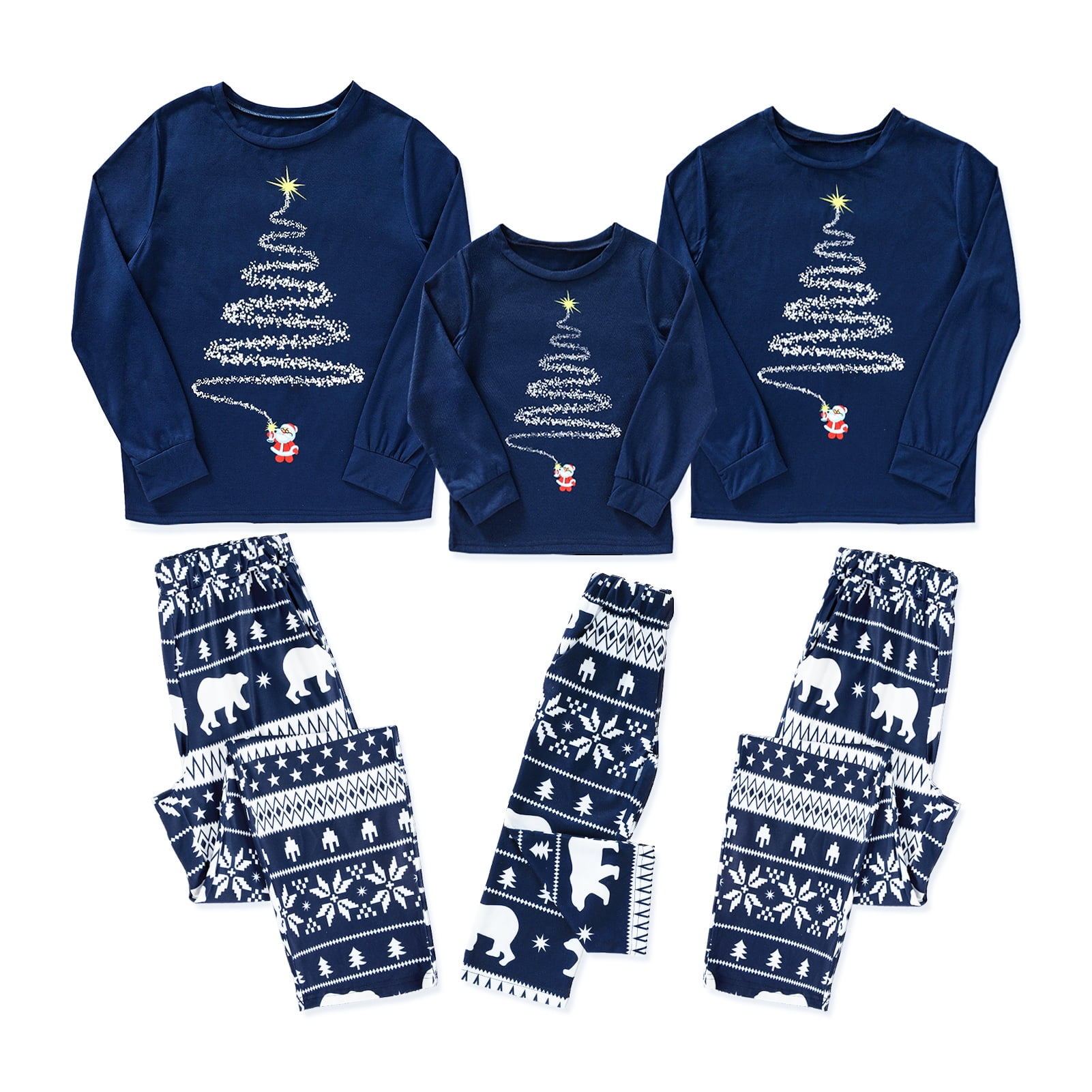 GRNSHTS Family Christmas Pajamas Matching Sets Blue Printed Xmas ...