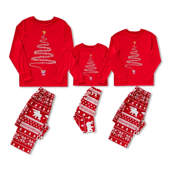 GRNSHTS Family Matching Christmas Pajamas Set Holiday Printed Sleepwear Xmas PJS Set for Couples and Kids (Red ,Kid 6T)
