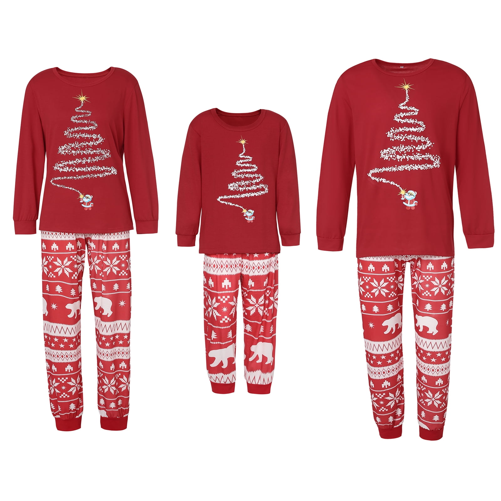 GRNSHTS Family Matching Christmas Pajamas Set Xmas Pjs Set Adults Baby Kids 2PCS Christmas Tree Sleepwear Nightwear