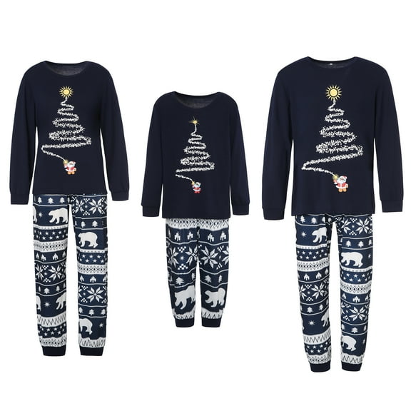 GRNSHTS Family Matching Christmas Pajamas Set Xmas Pjs Set Adults Baby Kids 2PCS Christmas Tree Sleepwear Nightwear