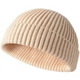 thumbnail image 1 of GRNSHTS Fisherman Beanie for Men Women, Knit Cuff Beanie Cap Short Beanie Hat, Winter Warm Hat (Beige), 1 of 5