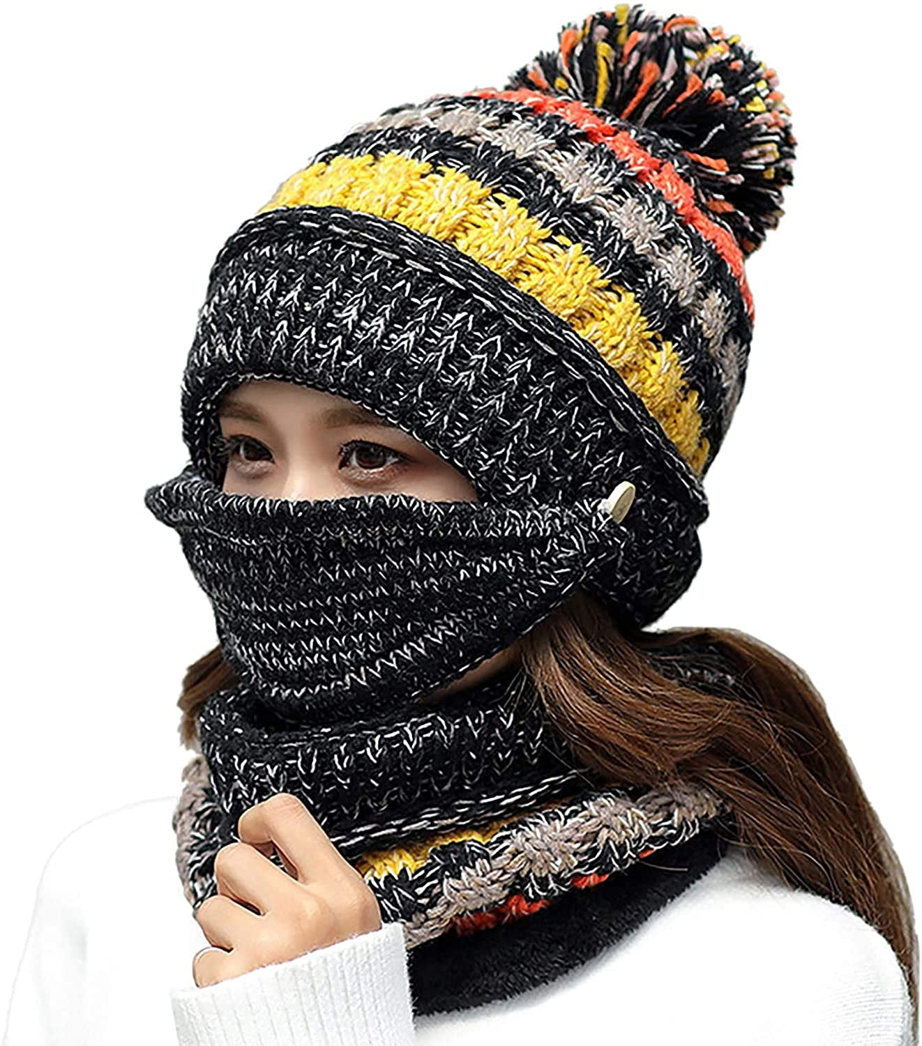 GRNSHTS Fleece Lined Winter Hats for Women Knit Beanie Hat 