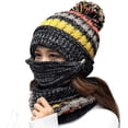 thumbnail image 1 of GRNSHTS Fleece Lined Winter Hats for Women Knit Beanie Hat Scarf Mask Set Warm Soft Slouchy Skull Cap with Pom Pom (Black), 1 of 6