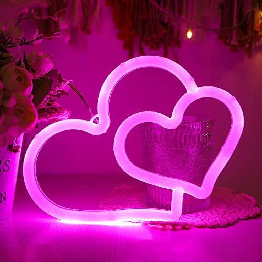 Luz De Neón Con Forma De Corazón ENUOLI - Colores Rosa Y Blanco Cálido, Funciona Con Baterías (3xAA) O USB, Ideal Para Decoración De Habitación O Regalo