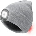 thumbnail image 1 of GRNSHTS LED Beanie Hat USB Rechargeable 8 LED Light Hat Winter Warm Knitted Beanie for Men and Women, Hand Free Front and Rear Lighting Headlamp Cap for Camping, Running, Cycling, Skiing (Grey), 1 of 7