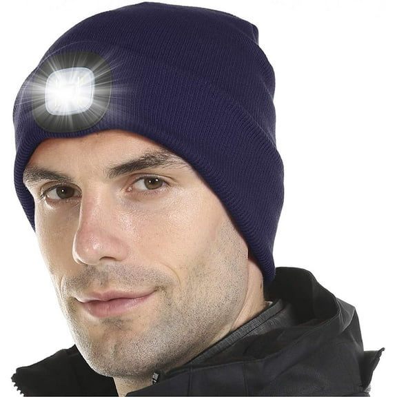 GRNSHTS LED Lighted Beanie, Unisex Warm Knitted Hat, Rechargeable Headlamp Cap for Outdoors, Tech Gift for Men Dad Father Him