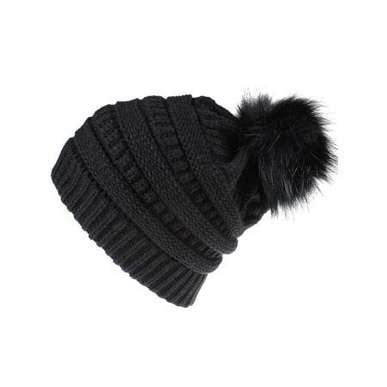 GRNSHTS Ladies Winter Knitted Beanie Hat with Faux Fur Pom  display picture 3
