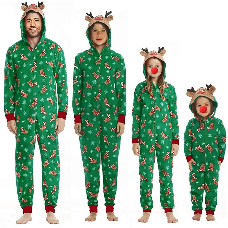 GRNSHTS Matching Family Christmas Pajamas Set Hoodie Pajamas Jumpsuit  Romper Holiday Pjs One Piece Hooded Sleepwear