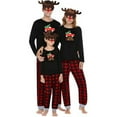 thumbnail image 1 of GRNSHTS Matching Family Pajamas Sets Christmas Matching Holiday Pjs Letter Print Top and Plaid Pants Sleepwear (Black-3/4T), 1 of 8