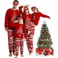 thumbnail image 1 of GRNSHTS Matching Family Pajamas Sets Christmas Matching Holiday Pjs Letter Print Top and Plaid Pants Sleepwear (Red-Men/M), 1 of 8